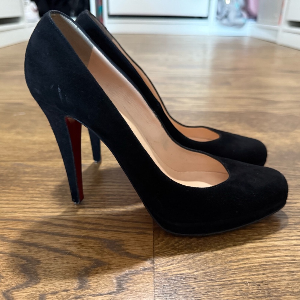 Christian Louboutin Black Suede Kid New Simple 120